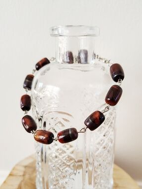 Hand Made Red Tiger's Eye Barrel Bead Bracelet